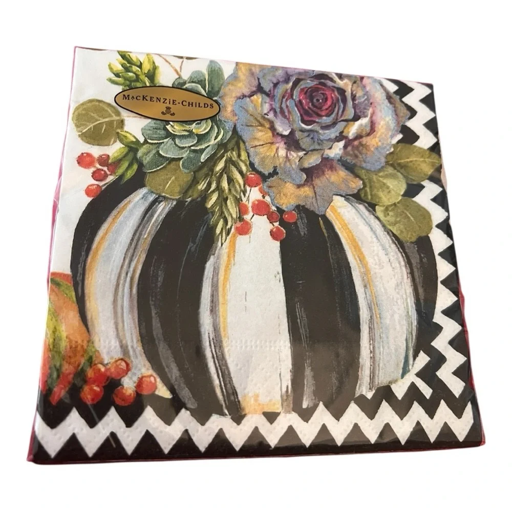 MacKenzie-Childs NWT gorgeous 20ct pack Autumn Naturals Paper Cocktail Napkins - Picture 1 of 4